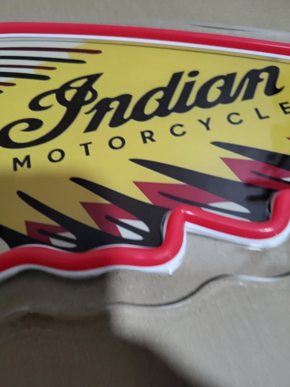 Indian Motorcycle Neon-Style Red and Yellow Wall Sign